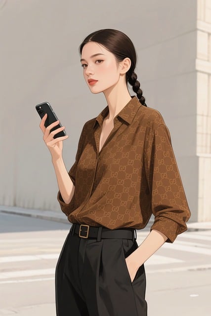 Free fashion illustration brown shirt monogram illustration