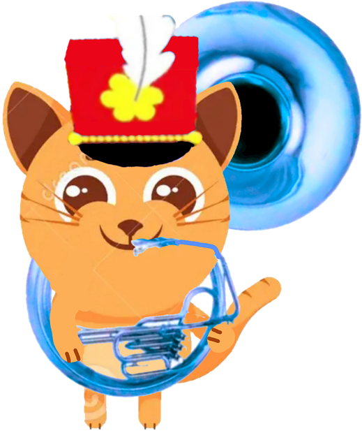 Gato, Tuba, Caricatura, Disfraz