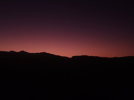 Natur, Solnedgang, Silhuet, Bjerge