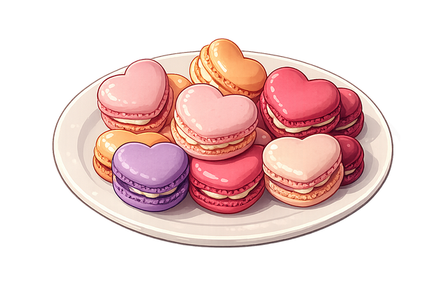Free heart macarons french pastry pastel desserts vector
