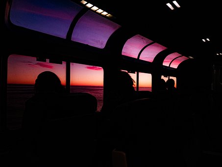 Tog, Jernbane, Rejse, Siluet, Solnedgang