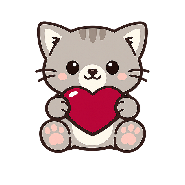 Free cute cat kitten heart illustration