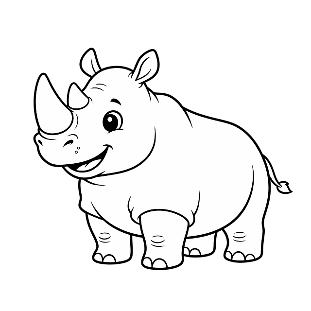 cartoon rhino drawing