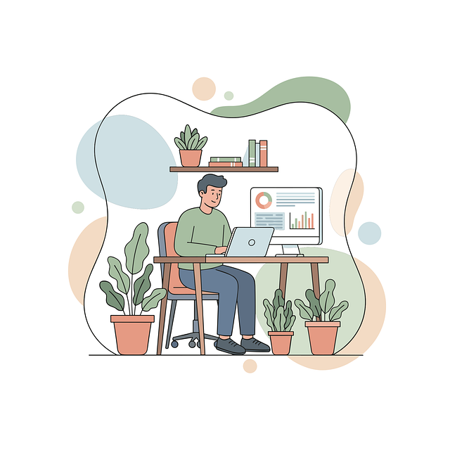 Download free HD stock image of Remote Work Illustration Home Office Free remote work illustration home office man working computer vector