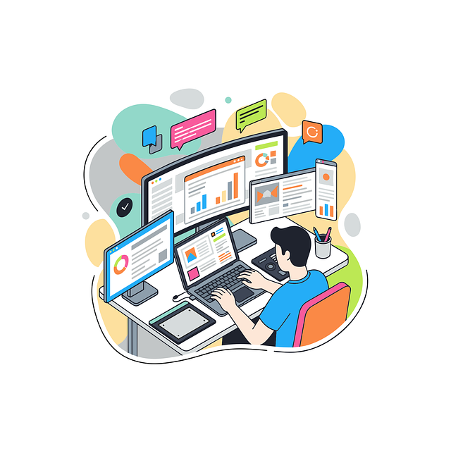 Free teamwork illustration data dashboard analytics screens vector