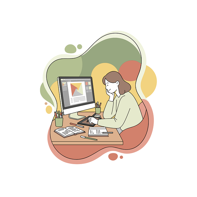 Free office work illustration desktop computer work from home vector