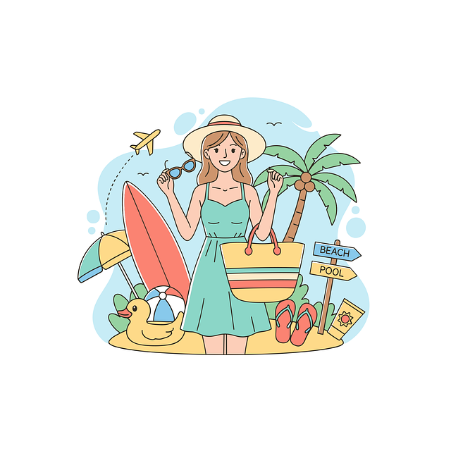 Free beach vacation illustration summer holiday tropical beach illustration