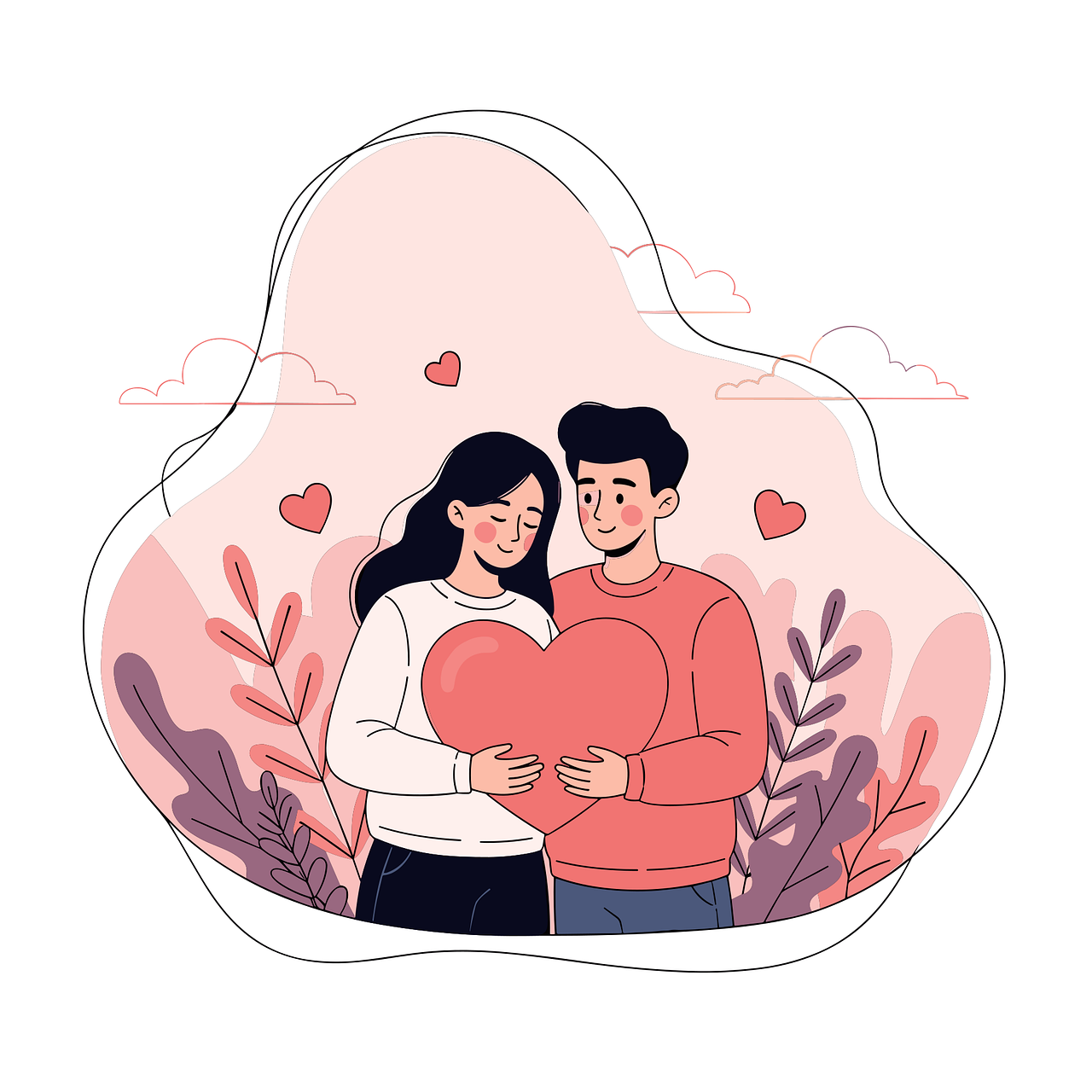Download free HD stock image of Love Illustration Couple Holding Heart Free love illustration couple holding heart romantic relationship vector