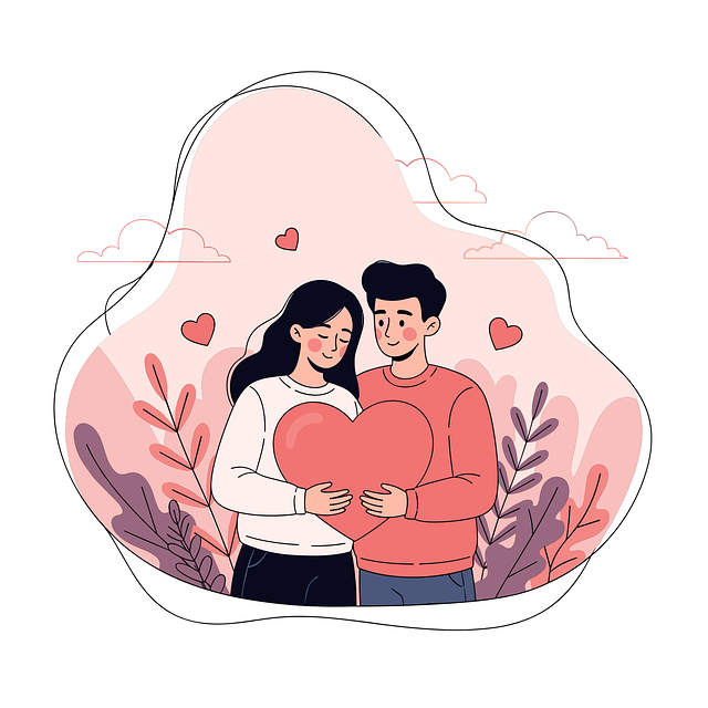 Free love illustration couple holding heart romantic relationship vector