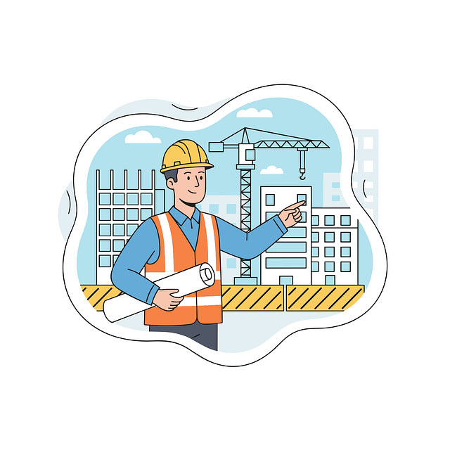 Free engineer illustration construction planning digital blueprint vector
