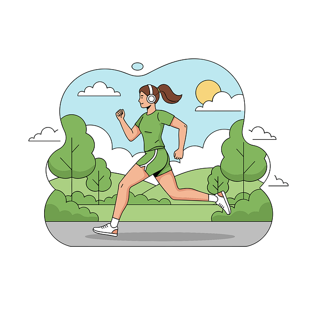 Free jogging illustration woman running outdoor workout vector