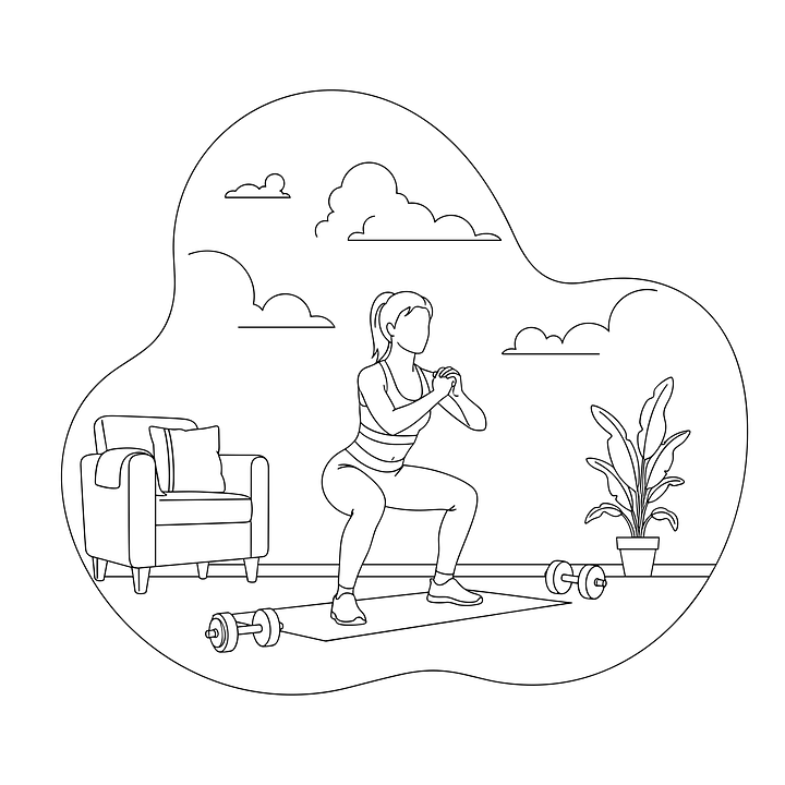 Download Squat Exercise Illustration, Line Art Fitness, Workout Outline ...
