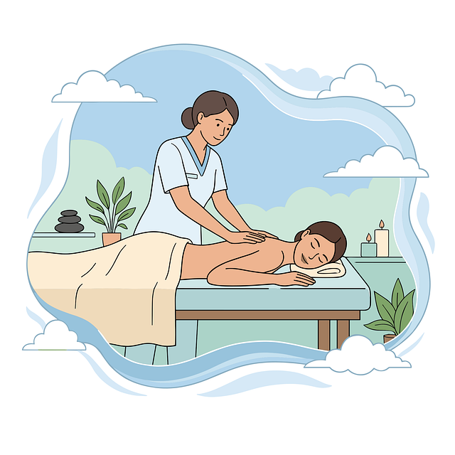 Free outdoor massage spa in nature wellness retreat illustration