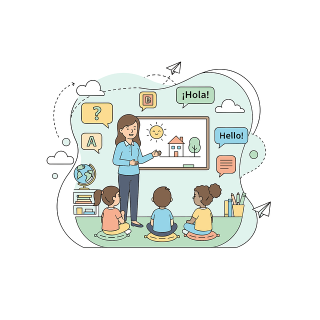 Free language learning illustration teacher and students classroom education illustration