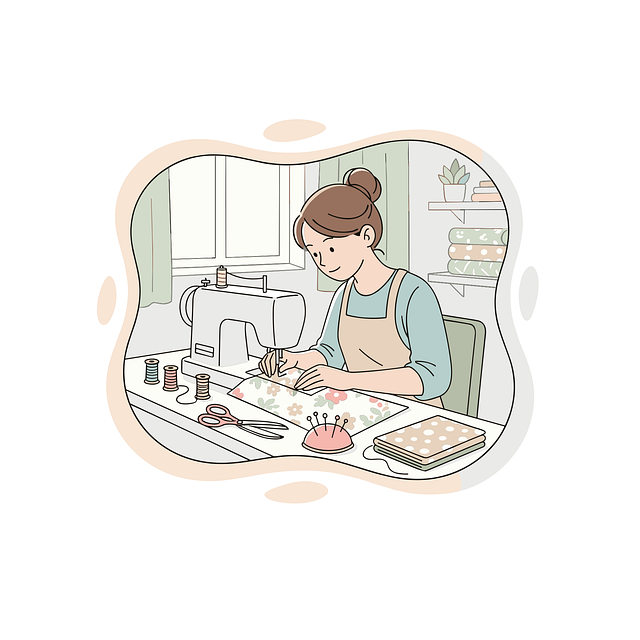 Free seamstress illustration sewing process handmade clothing illustration