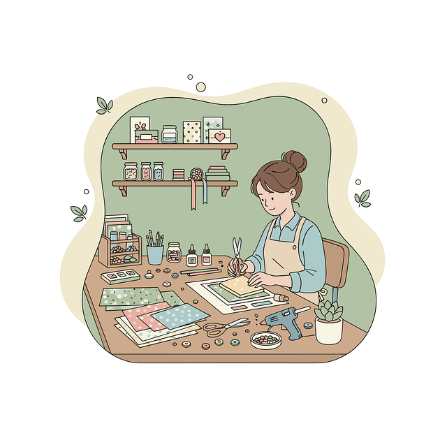 Free handmade illustration crafting workspace creative woman vector