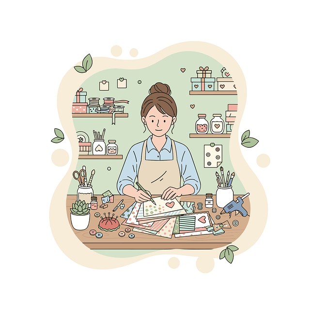 Free handmade illustration crafting workspace creative woman vector