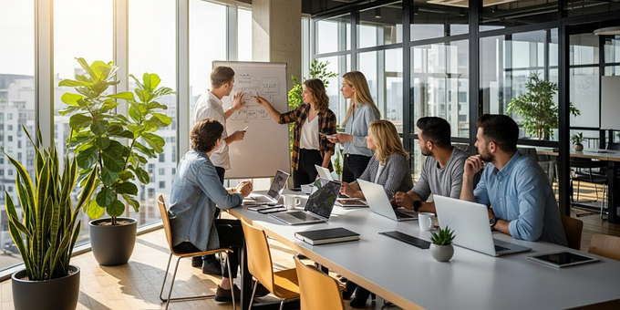 Büro, Geschäft, Laptop, Anfang, Team