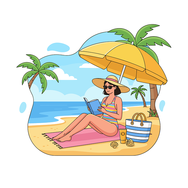 Free beach relaxation remote work digital nomad vector