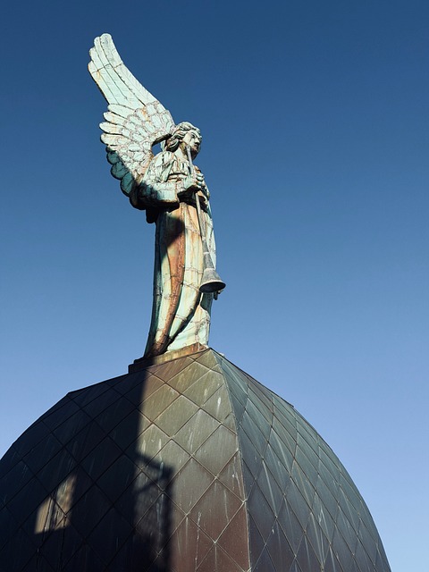 Statue, Engel, Flügel, Bronze, Kunst