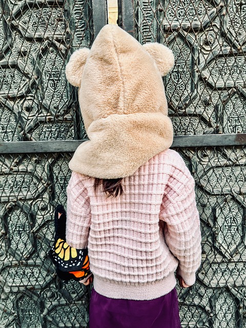 Kind, Kostüm, Hut, Bär, Rosa, Pullover