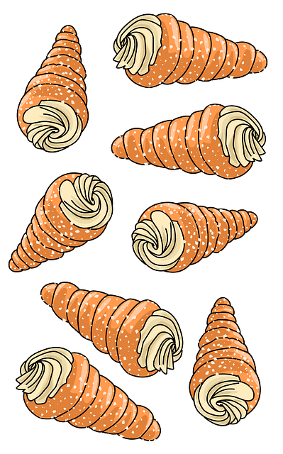 Free pastry horn puff pastry cream filling vector