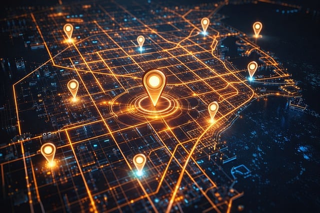 Free technology cyberpunk glowing map illustration
