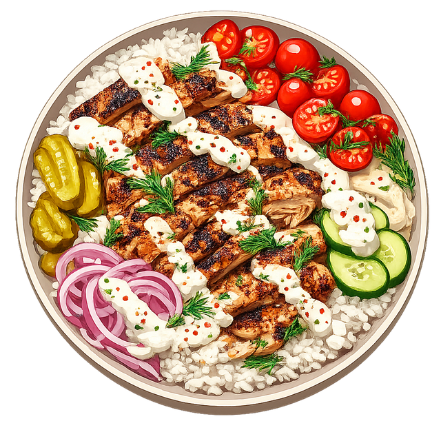Free chicken shawarma shawarma bowl mediterranean food vector