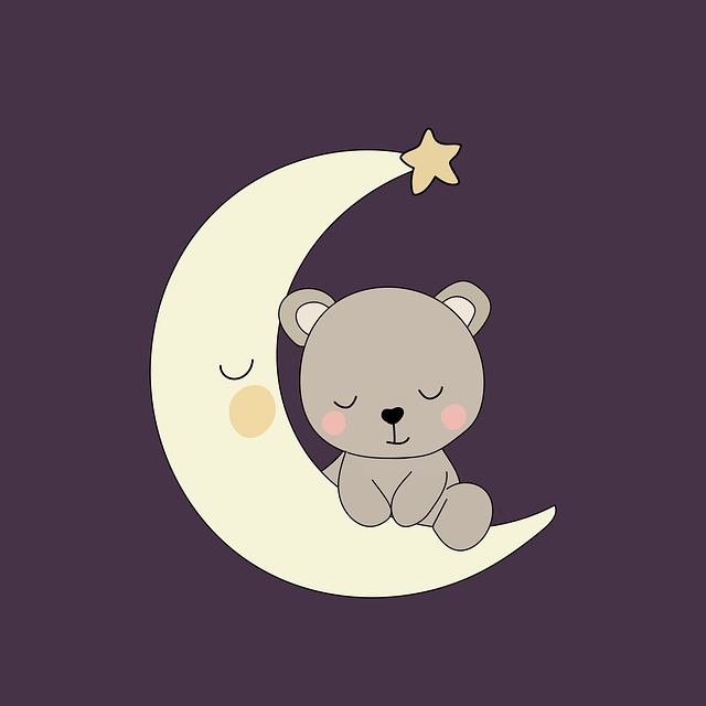 Free sleep bear moon illustration