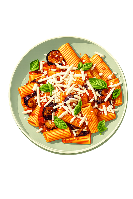 Free pasta alla norma sicilian food italian cuisine vector