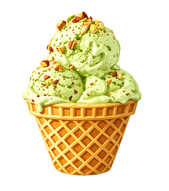 Free pistachio ice cream gelato ice cream cone vector