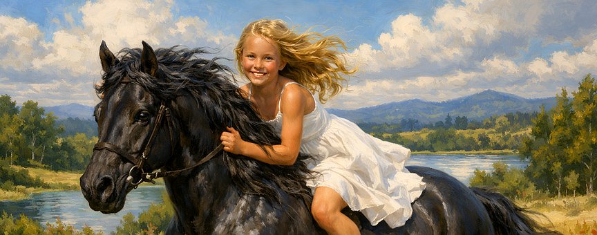 Niña, Caballo, Naturaleza, Sonrisa