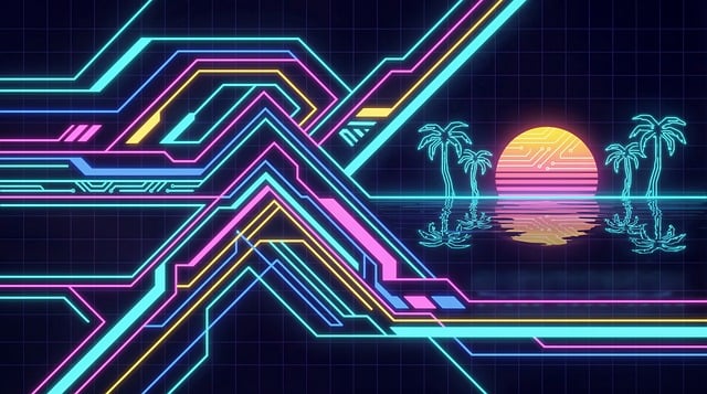 Free cyberpunk synthwave retrowave illustration
