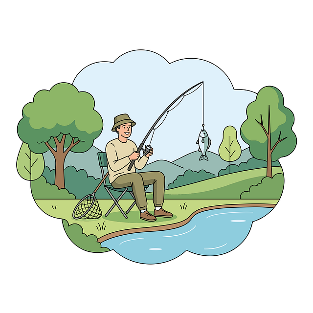 Fiskeillustration, Fiskeri Ved Floden