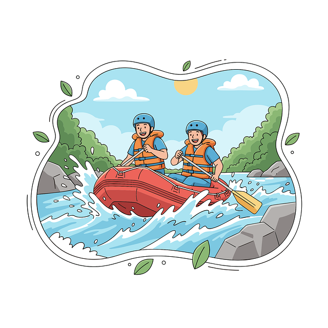 Free rafting illustration white water rafting extreme sports vector