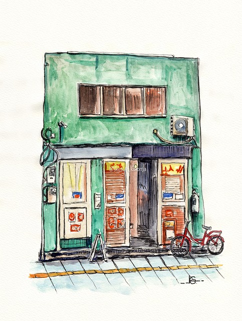 Aquarell, Tokio, Japan, Porträt, Malerei