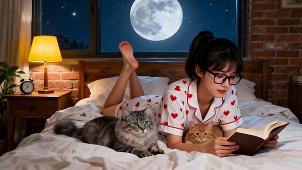 Free Cat Moon illustration and picture