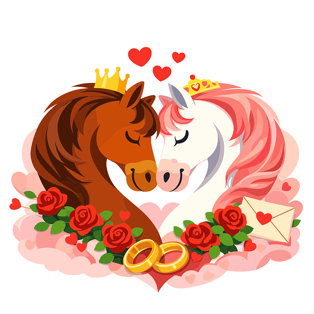 Free horses romance roses vector