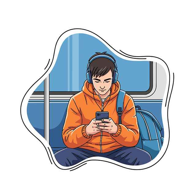 Free public transport illustration man using smartphone mobile phone addiction vector