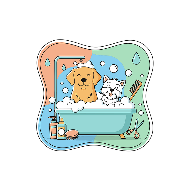 Free pet bath dog washing dog shampoo vector