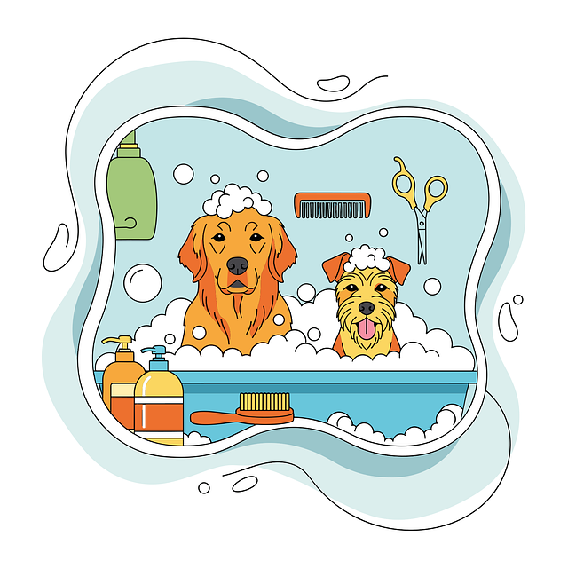 Free dog bath pet grooming dog washing vector