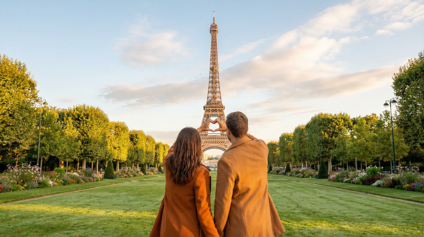 Eiffeltårnet, Paris, Romantisk Par