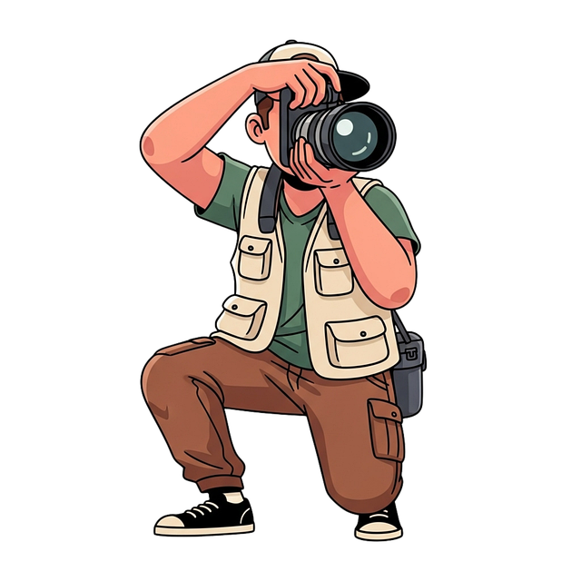Free photographer 2d character digital art vector