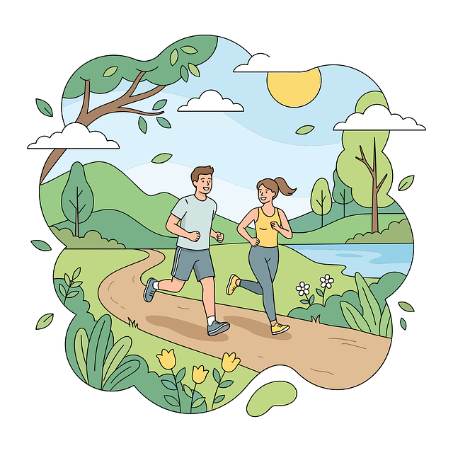 Free jogging running couple outdoor fitness vector