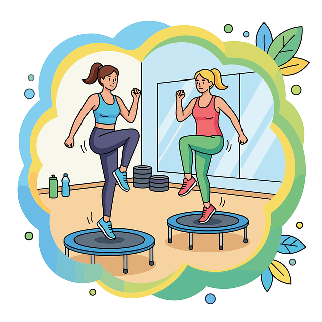 Free fitness trampoline rebounder workout women's fitness vector