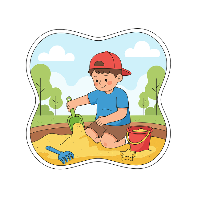 Free child playing sand play sandbox fun illustration