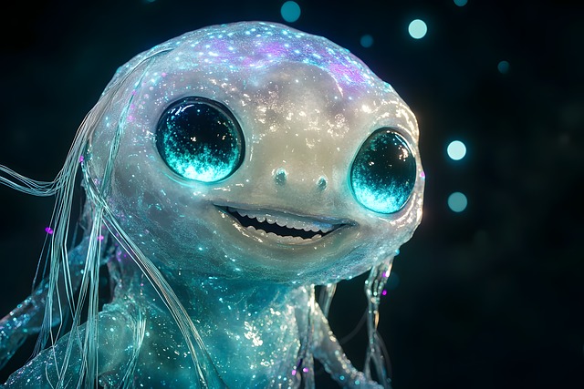 Free alien creature bioluminescence illustration
