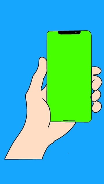 モバイル, 緑のスクリーン, 携帯電話を持つ手, 手, 画面