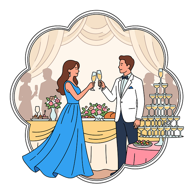 Free wedding celebration bride and groom wedding toast illustration