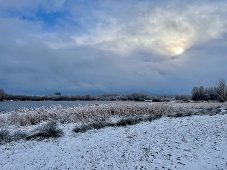 Winter, Schnee, Kalt, See, Wolken